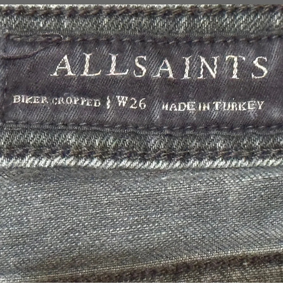 All Saints Grace Biker Cropped Jeans Black SZ 26 - Picture 4 of 6
